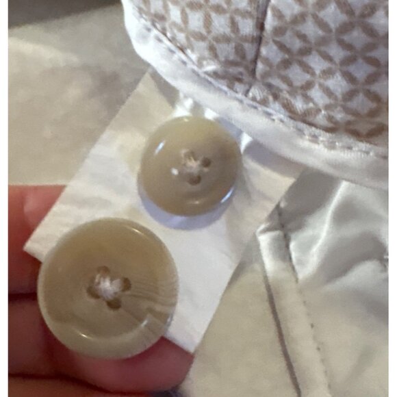 Dalia Ankle Pants Womens Beige Geometric Pattern Size 8 Cotton Spandex Pockets - Picture 6 of 8